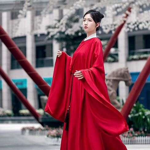 Adult Traditional Hanfu Wide Sleeve Round Neck Gown Ming Dynasty Ancient Chinese Costume in Saudi Arabia