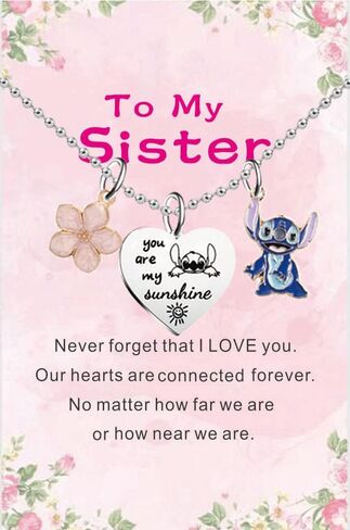 ماداههيفو قلادة بدلاية على شكل غرزة بعبارة «To My Sister» للاخت، هدايا للبنات، هدايا عيد الميلاد، هدايا الكريسماس، هدايا التخرج، قلادة اوهانا in Kuwait