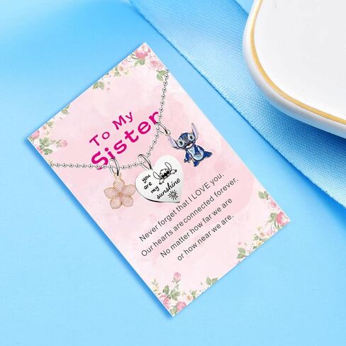 ماداههيفو قلادة بدلاية على شكل غرزة بعبارة «To My Sister» للاخت، هدايا للبنات، هدايا عيد الميلاد، هدايا الكريسماس، هدايا التخرج، قلادة اوهانا in Kuwait