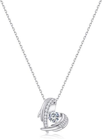 PHNIBIRD Women's Heart Necklace, Angel Wings Necklace, Women's 925 Silver with Zircon Pendant, Gifts for Women, Chain in Kuwait
