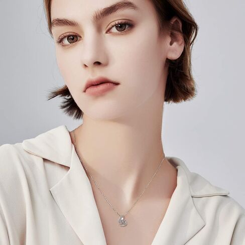 PHNIBIRD Women's Heart Necklace, Angel Wings Necklace, Women's 925 Silver with Zircon Pendant, Gifts for Women, Chain in Kuwait