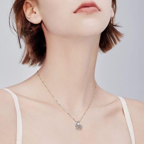 PHNIBIRD Women's Heart Necklace, Angel Wings Necklace, Women's 925 Silver with Zircon Pendant, Gifts for Women, Chain in Kuwait