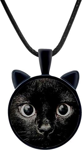 Kitty Pendant Halloween Black Cat Necklace - Peeking Black Cat Pendant - Black Kitty Pendant in Kuwait