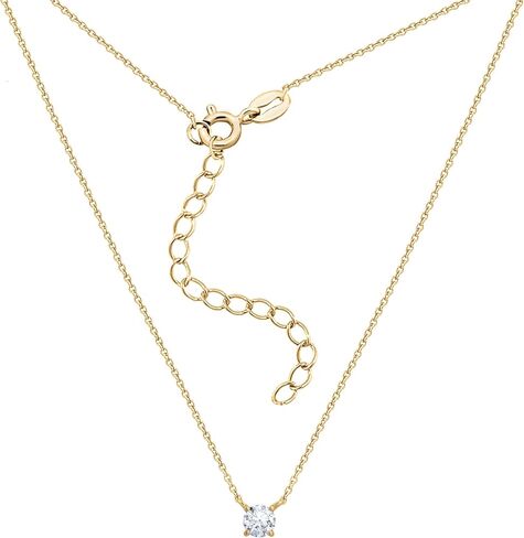 Amazon Essentials 14K Gold Plated Cubic Zirconia Solitaire Pendant Necklace in Saudi Arabia