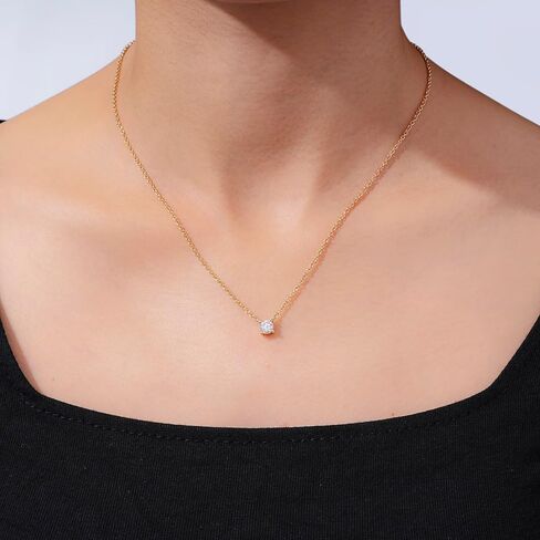 Amazon Essentials 14K Gold Plated Cubic Zirconia Solitaire Pendant Necklace in Saudi Arabia