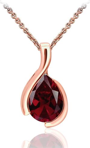 SEA OF ICE Pear Shape Teardrop Natural Gemstones Pendant Necklace -Red Garnet 9x7mm Pear Shape with Sterling Silver necklace 18 Inch - Necklaces for Everyday Wear in Kuwait