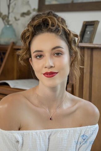 SEA OF ICE Pear Shape Teardrop Natural Gemstones Pendant Necklace -Red Garnet 9x7mm Pear Shape with Sterling Silver necklace 18 Inch - Necklaces for Everyday Wear in Kuwait