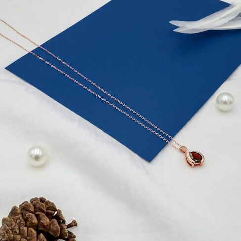 SEA OF ICE Pear Shape Teardrop Natural Gemstones Pendant Necklace -Red Garnet 9x7mm Pear Shape with Sterling Silver necklace 18 Inch - Necklaces for Everyday Wear in Kuwait