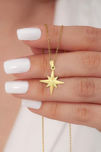 10k Real Solid Gold Polaris, The North Star Pendant, Astronomy Jewelry, Celestial Gifts for Her, Yellow in Saudi Arabia