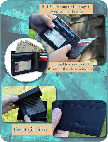 Namotu Real Carbon Fiber Wallet w/RFID Blocking Tech, Leather at Hinges and Trim - ID Window - Mens Slim Thin Real Carbon Bifold to Protect Your Money and Cards Identity in Saudi Arabia