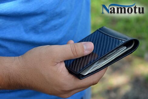 Namotu Real Carbon Fiber Wallet w/RFID Blocking Tech, Leather at Hinges and Trim - ID Window - Mens Slim Thin Real Carbon Bifold to Protect Your Money and Cards Identity in Saudi Arabia