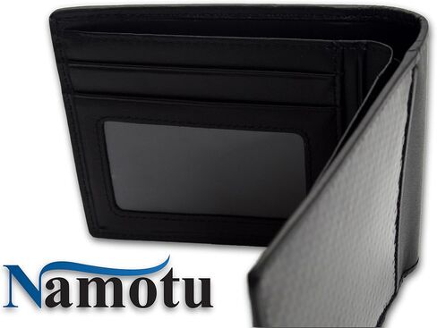 Namotu Real Carbon Fiber Wallet w/RFID Blocking Tech, Leather at Hinges and Trim - ID Window - Mens Slim Thin Real Carbon Bifold to Protect Your Money and Cards Identity in Saudi Arabia