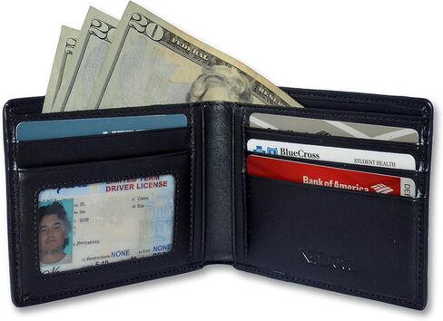 Namotu Real Carbon Fiber Wallet w/RFID Blocking Tech, Leather at Hinges and Trim - ID Window - Mens Slim Thin Real Carbon Bifold to Protect Your Money and Cards Identity in Saudi Arabia