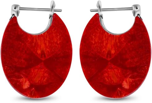 اقراط حلقية من الفضة الاسترلينية عيار 925 للنساء، لون مرجاني، مرجاني, المرجان, المرجان in Kuwait