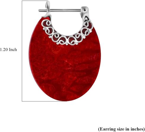 اقراط حلقية من الفضة الاسترلينية عيار 925 للنساء، لون مرجاني، مرجاني, المرجان, المرجان in Kuwait