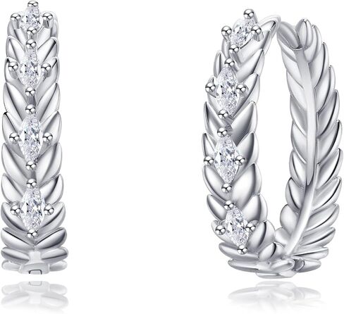 14K Gold/White Plated Lightweight Wheat Circle Hoop Earrings for Women,Small Marquise Cubic Zirconia Earrings Hypoallergenic Everyday Jewelry in Saudi Arabia
