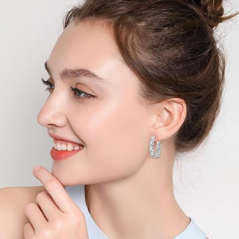 14K Gold/White Plated Lightweight Wheat Circle Hoop Earrings for Women,Small Marquise Cubic Zirconia Earrings Hypoallergenic Everyday Jewelry in Saudi Arabia