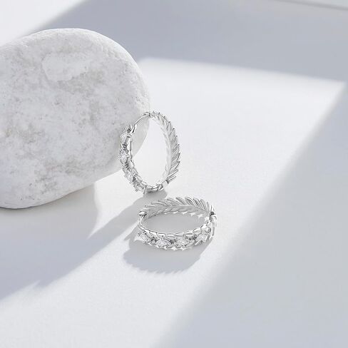 14K Gold/White Plated Lightweight Wheat Circle Hoop Earrings for Women,Small Marquise Cubic Zirconia Earrings Hypoallergenic Everyday Jewelry in Saudi Arabia