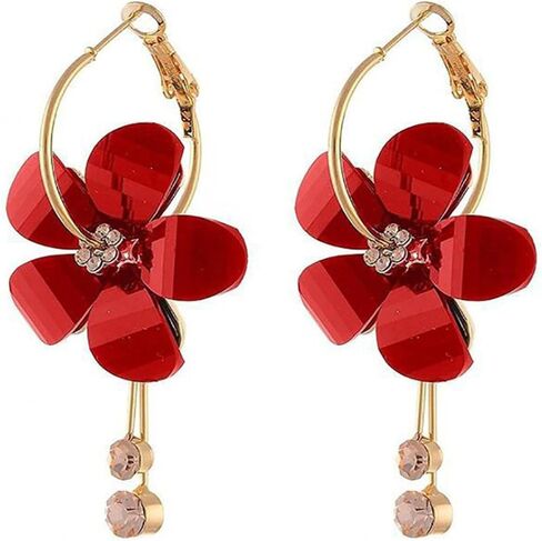 QzxEqz Bohemian Daisy Flower Earrings Matte Floral Petal Drop Dangle Earrings Layered Flower Earrings for Women Girls Chic Wedding Jewelry in Saudi Arabia