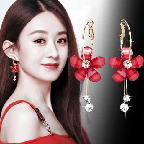 QzxEqz Bohemian Daisy Flower Earrings Matte Floral Petal Drop Dangle Earrings Layered Flower Earrings for Women Girls Chic Wedding Jewelry in Saudi Arabia