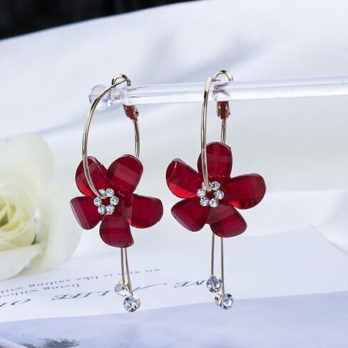 QzxEqz Bohemian Daisy Flower Earrings Matte Floral Petal Drop Dangle Earrings Layered Flower Earrings for Women Girls Chic Wedding Jewelry in Saudi Arabia