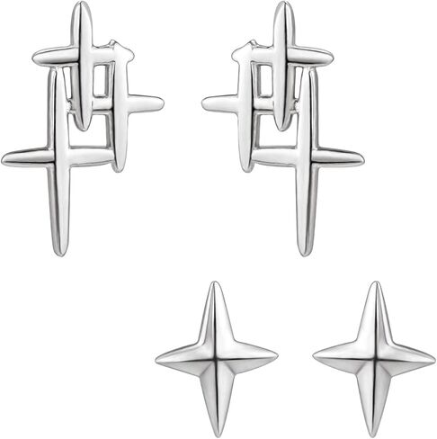 HAISWET Sterling Silver 2 Pcs Star Small Stud Earrings Set for Women Teen Girls in Kuwait