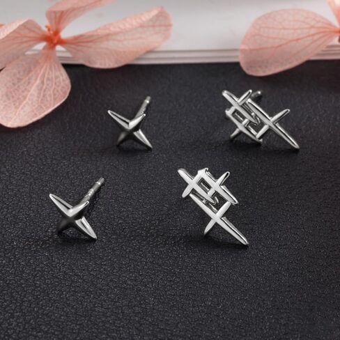 HAISWET Sterling Silver 2 Pcs Star Small Stud Earrings Set for Women Teen Girls in Kuwait