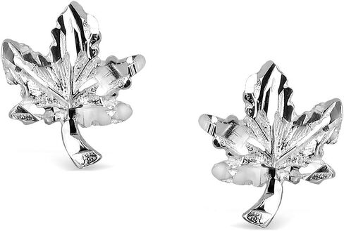 WithLoveSilver 925 Sterling Silver Tiny Diamond Cut Maple Leaf Canada Stud Earrings, Sterling Silver in Saudi Arabia