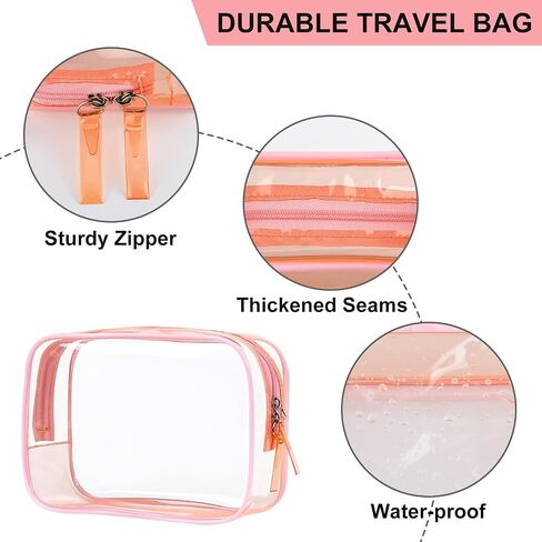 PLULON 2 Pack Travel Toiletry Bag, TSA Approved Toiletry Bag Clear Makeup Cosmetic Bag Quart Size Carry on Travel Accessories Portable Bags for Women Men - Black in Saudi Arabia
