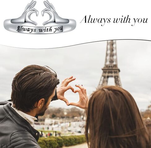 خواتم هَج رينجز 925 فضة استرلينية قابلة للتعديل - التفاف مفتوح حول حلقات معانقة للنساء، مجوهرات هوج هاند خواتم هدية عيد الأم للابنة in Kuwait