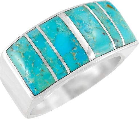 Turquoise Ring Sterling Silver 925 Genuine Gemstones Size 6 to 11 in Saudi Arabia