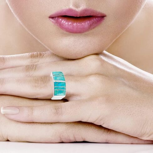 Turquoise Ring Sterling Silver 925 Genuine Gemstones Size 6 to 11 in Saudi Arabia