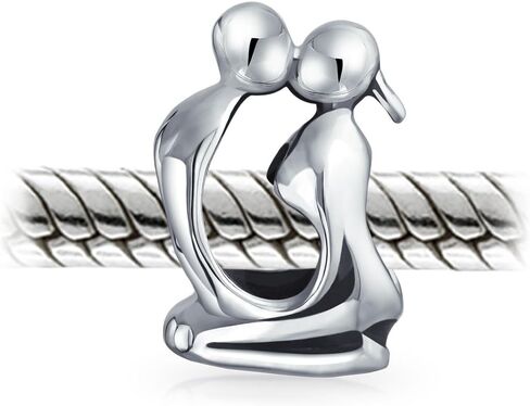 Couples Kissing Lovers Sculpture Charm Bead For Women Wife Girlfriend .925 Sterling Silver Fits European Bracelet in Saudi Arabia
