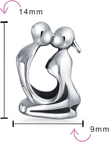 Couples Kissing Lovers Sculpture Charm Bead For Women Wife Girlfriend .925 Sterling Silver Fits European Bracelet in Saudi Arabia