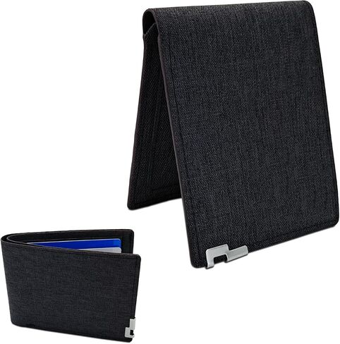 Mens Slim Wallet, Denim Fabric Men's Wallet Minimalist Wallet for Men, Mens Bifold Wallet Small Wallet for Teen Boys, Portable Credit Card Wallet for Work, Shopping (black) in Saudi Arabia