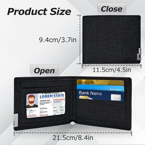 Mens Slim Wallet, Denim Fabric Men's Wallet Minimalist Wallet for Men, Mens Bifold Wallet Small Wallet for Teen Boys, Portable Credit Card Wallet for Work, Shopping (black) in Saudi Arabia