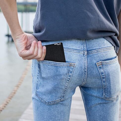 Mens Slim Wallet, Denim Fabric Men's Wallet Minimalist Wallet for Men, Mens Bifold Wallet Small Wallet for Teen Boys, Portable Credit Card Wallet for Work, Shopping (black) in Saudi Arabia