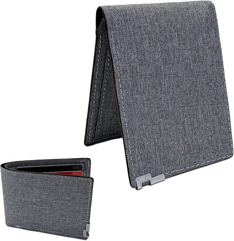 Mens Slim Wallet, Denim Fabric Men's Wallet Minimalist Wallet for Men, Mens Bifold Wallet Small Wallet for Teen Boys, Portable Credit Card Wallet for Work, Shopping (black) in Saudi Arabia