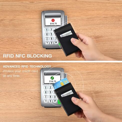Leaov Minimalist Credit Card Holder wallet Pop Up Cards for Men, with Money Pocket，RFID Blocking Carbon Fiber Slim Metal Case(Navy Blue) in Saudi Arabia
