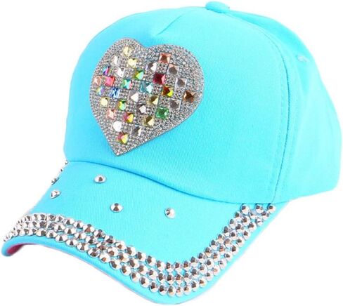 Women Bling Heart Shape Baseball Cap Rhinestones Vintage Jean Sport Hat in Saudi Arabia