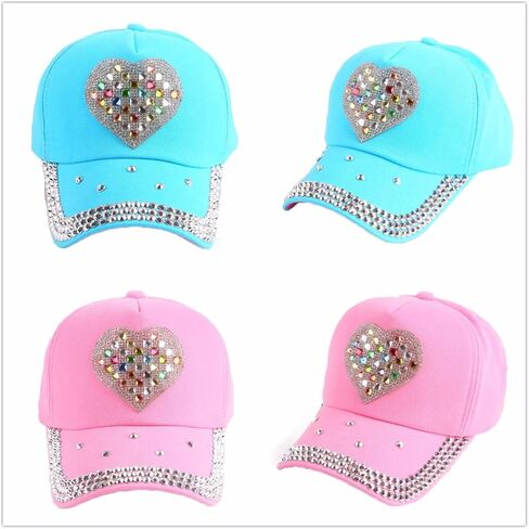 Women Bling Heart Shape Baseball Cap Rhinestones Vintage Jean Sport Hat in Saudi Arabia