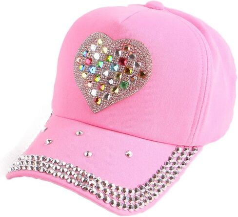 Women Bling Heart Shape Baseball Cap Rhinestones Vintage Jean Sport Hat in Saudi Arabia