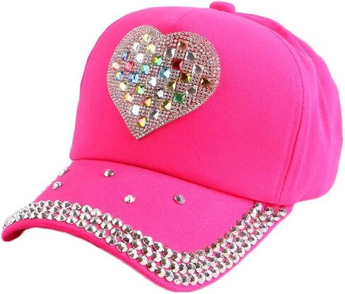 Women Bling Heart Shape Baseball Cap Rhinestones Vintage Jean Sport Hat in Saudi Arabia