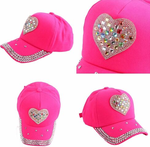 Women Bling Heart Shape Baseball Cap Rhinestones Vintage Jean Sport Hat in Saudi Arabia