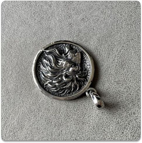 Punk Jewelry Necklace Stainless Steel Animal Lion Head Pendant Round Necklace in Kuwait
