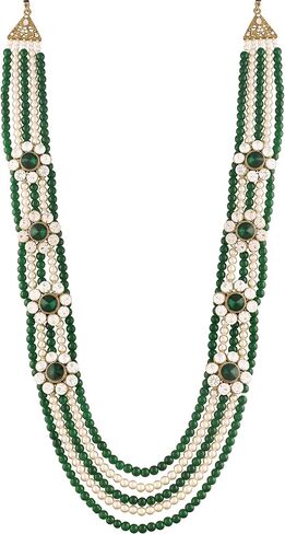 I Jewels 18k Gold Plated Indian Wedding Bollywood Dulha Moti Mala with Stone Maharaja Haar/Groom Necklace For Men (MLP32) in Saudi Arabia