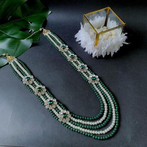 I Jewels 18k Gold Plated Indian Wedding Bollywood Dulha Moti Mala with Stone Maharaja Haar/Groom Necklace For Men (MLP32) in Saudi Arabia