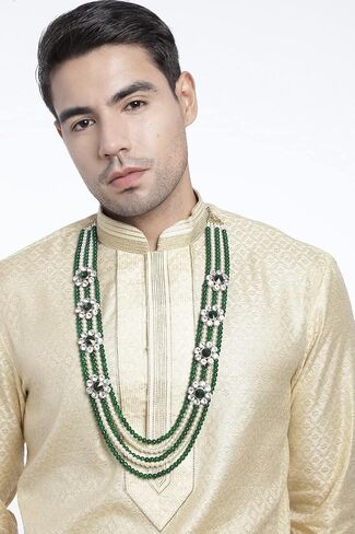 I Jewels 18k Gold Plated Indian Wedding Bollywood Dulha Moti Mala with Stone Maharaja Haar/Groom Necklace For Men (MLP32) in Saudi Arabia