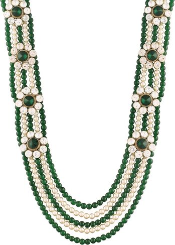 I Jewels 18k Gold Plated Indian Wedding Bollywood Dulha Moti Mala with Stone Maharaja Haar/Groom Necklace For Men (MLP32) in Saudi Arabia