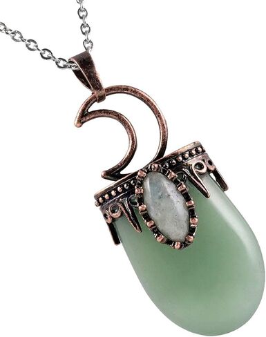 قلادة من حجر الكريستال العلاجي العتيق من Nupuyai للنساء والرجال، قلادة قمر فريدة من نوعها مجوهرات لابرادوريت بيضاوية in Kuwait